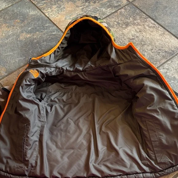 The North Face Camouflage Jacket with Orange Accents-reversible - Picture 3 of 4